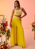 Yellow Embellished Croptop Palazzo Set With Dupatta