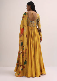 Yellow Embroidered Anarkali Set With Sequin Work