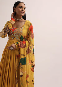 Yellow Embroidered Anarkali Set With Sequin Work