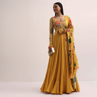 Yellow Embroidered Anarkali Set With Sequin Work