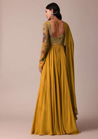 Yellow Embroidered Anarkali Set With Sequin Work