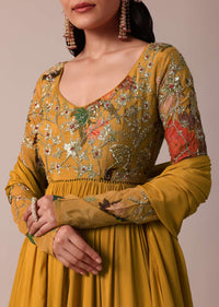 Yellow Embroidered Anarkali Set With Sequin Work