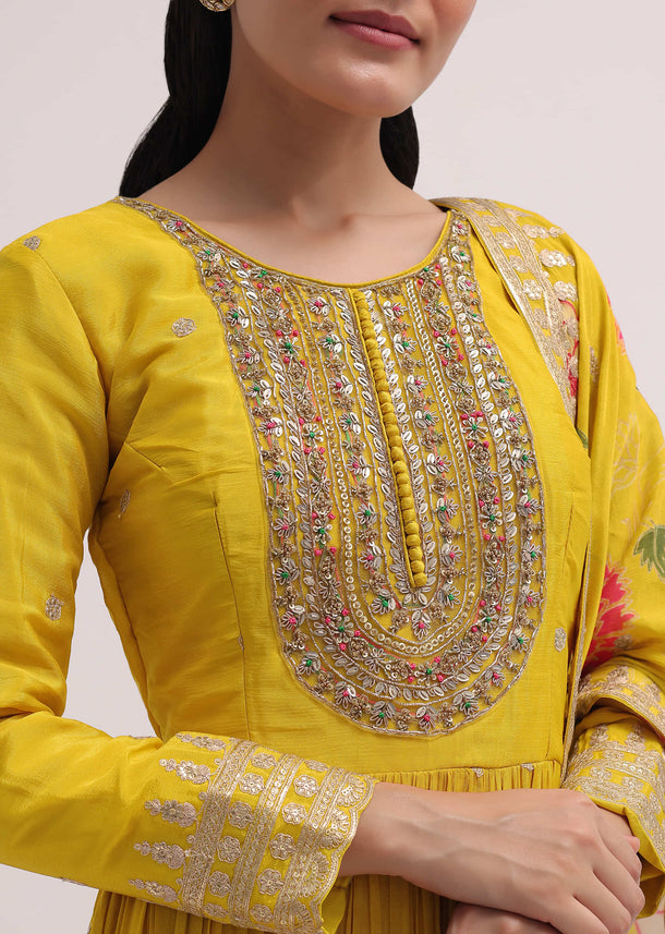 Yellow Chiffon Anarkali Suit