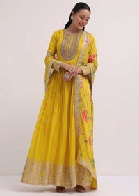 Yellow Chiffon Anarkali Suit