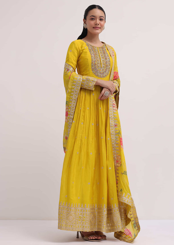 Yellow Chiffon Anarkali Suit