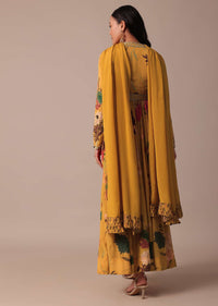 Yellow Embroidered Anarkali With Dupatta