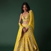 Yellow Embroidered Bridal Lehenga And Blouse Set With Mirror Work