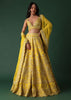 Yellow Embroidered Bridal Lehenga And Blouse Set With Mirror Work