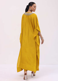 Yellow Embroidered Kaftaan Kurta Pant Set