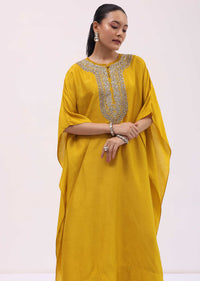 Yellow Embroidered Kaftaan Kurta Pant Set