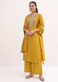 Yellow Embroidered Kurta Pant Set