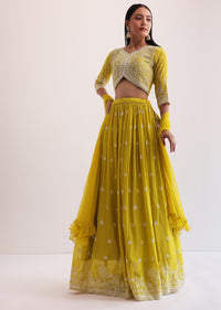 Yellow Embroidered Lehenga Choli With Dupatta