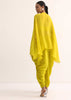 Yellow  Embroidered Organza Crop Top Set With Cape