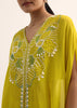 Yellow  Embroidered Organza Crop Top Set With Cape