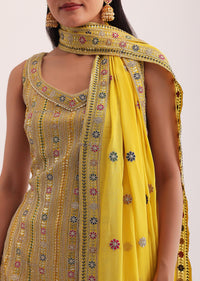 Yellow Embroidered Sharara Set