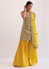 Yellow Embroidered Sharara Set