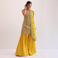 Yellow Embroidered Sharara Set