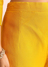 Yellow Embroidered Silk Kurta Set With Dupatta