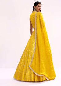 Yellow Embroidered Silk Lehenga Choli Set With Dupatta