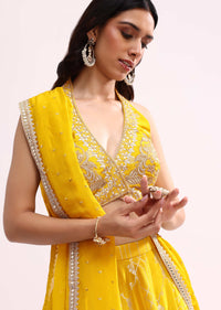 Yellow Embroidered Silk Lehenga Choli Set With Dupatta