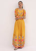 Yellow Embroidered Silk Long Kurti