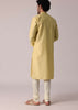 Yellow Festive Silk Kurta Set For Men