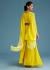 Yellow Georgette Crepe Palazzo Set With Ombre Sleeves