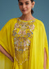 Yellow Georgette Crepe Palazzo Set With Ombre Sleeves