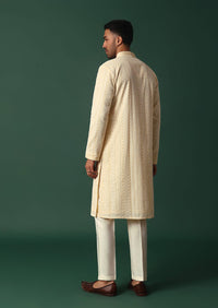 Yellow Georgette Kurta Set With Chikankari Embroidery