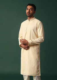 Yellow Georgette Kurta Set With Chikankari Embroidery