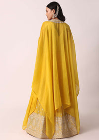 Yellow Gota Patti Lehenga Set With Jacket