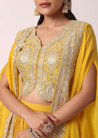 Yellow Gota Patti Lehenga Set With Jacket