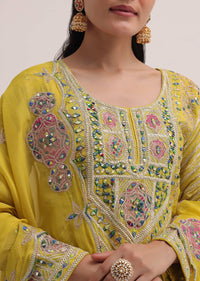 Yellow Gotta Work Kurta Palazzo Set