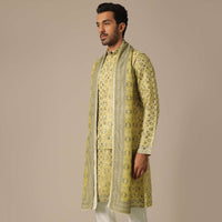 Yellow Jacket Set With Printed Detail