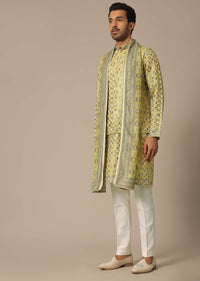 Yellow Jacket Set With Printed Detail