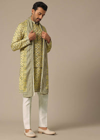 Yellow Jacket Set With Printed Detail