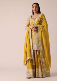 Yellow Kurta Palazzo Set With Sequin Work