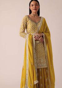 Yellow Kurta Palazzo Set With Sequin Work