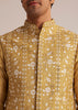 Yellow Kurta Pant Set With Embroidered Nehru Jacket