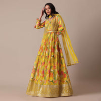 Yellow Anarkali Set With Gota Patti Embroidery