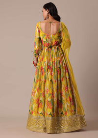 Yellow Anarkali Set With Gota Patti Embroidery