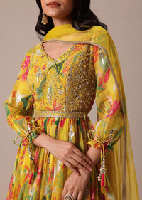 Yellow Anarkali Set With Gota Patti Embroidery