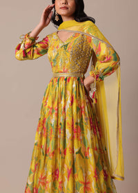 Yellow Anarkali Set With Gota Patti Embroidery