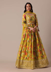 Yellow Anarkali Set With Gota Patti Embroidery