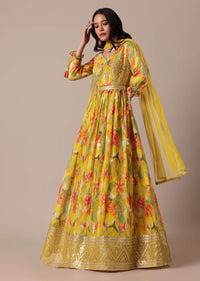 Yellow Anarkali Set With Gota Patti Embroidery