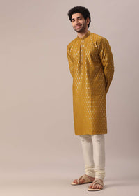 Yellow Kurta Set With Sequin Embellishments