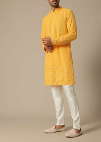 Yellow Kurta Set With Sequin Work