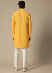 Yellow Kurta Set With Sequin Work