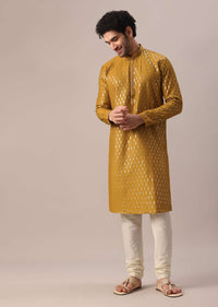 Yellow Kurta Set With Sequin Embellishments