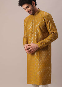 Yellow Kurta Set With Sequin Embellishments